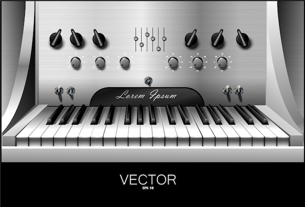 Vecteur synthétiseur virtuel réaliste pour les studios d'enregistrement. piano. .