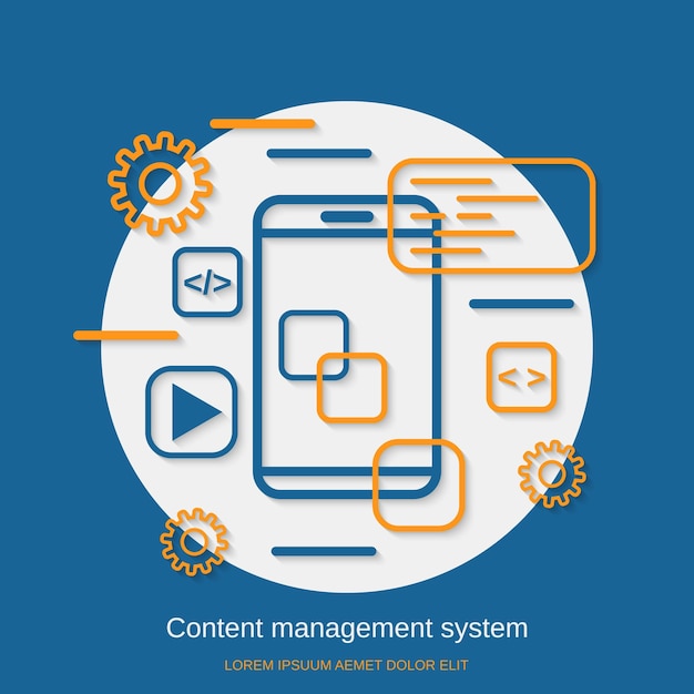 Système de gestion de contenu illustration de concept de vecteur de style design plat