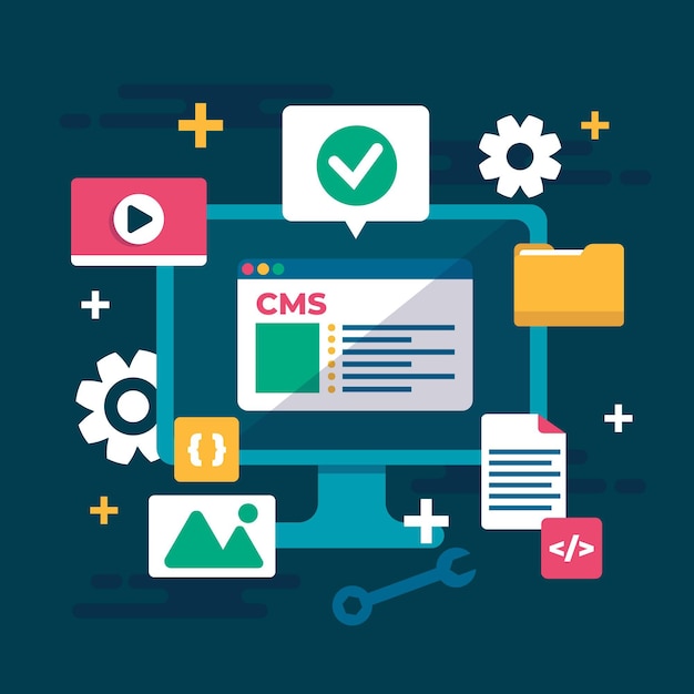Système de gestion de contenu plat illustré