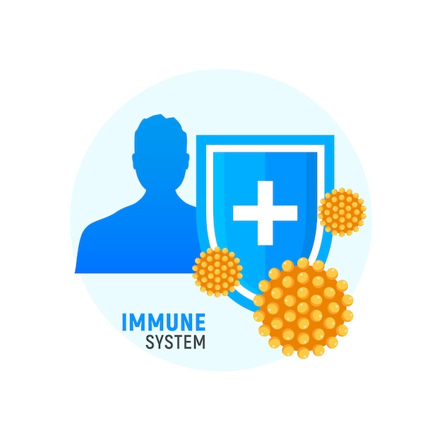 Système Immunitaire Vecteur Icône Logo Santé Bactéries Virus Protection Prévention Médicale Germe Humain