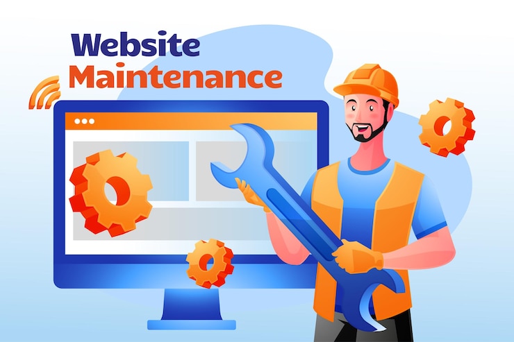 Vecteur le système de maintenance de site web met à jour le concept de développement de site web