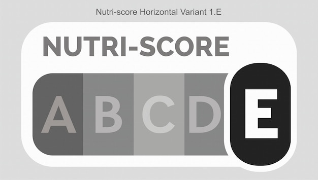 Système de notation Nutriscore Niveau de sucre des aliments Des boissons Marque Étiquette Variante horizontale 1 E Monochrome