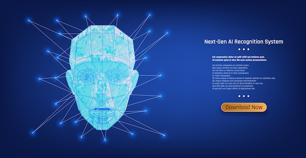 Système de reconnaissance d'intelligence artificielle avancé présentant une représentation numérique d'un visage humain avec réseau
