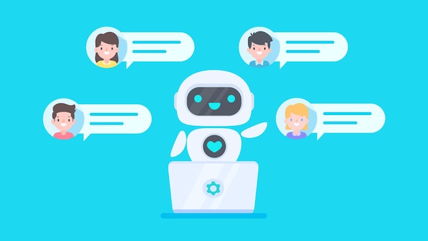 Le système de réponse automatique avec des robots intelligents fournit des informations et aide les clients en cas de problème