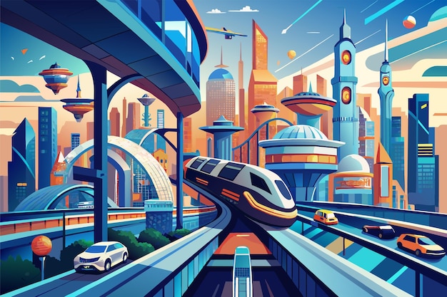 Vecteur les systèmes de transport futuristes