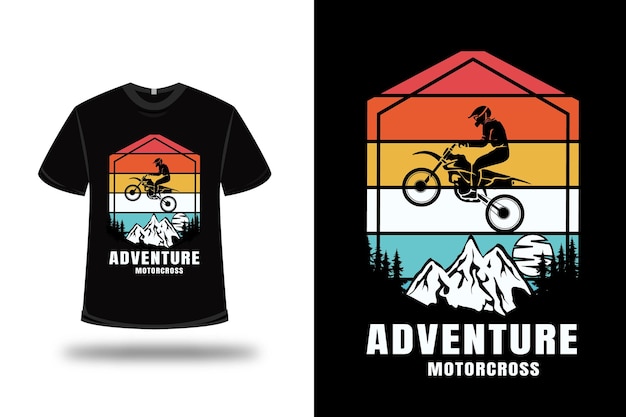 T-shirt Aventure Motocross Couleur Rouge Blanc Et Vert