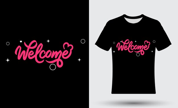 Vecteur t-shirt de bienvenue moderne et tendance de couleur rose