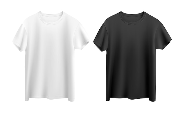 T-shirt blanc et noir isolé sur fond blanc vue de face vecteur maquette