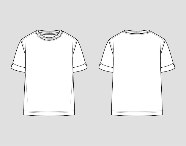 T-shirt col rond. Coupe oversize, manches retroussées.