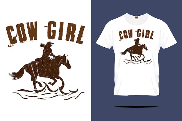 Vecteur un t shirt cow girl avec un fond blanc et un fond bleu