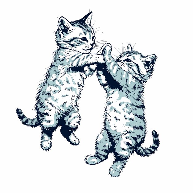 Vecteur t-shirt_design_concept_deux_chats_jouent_vector