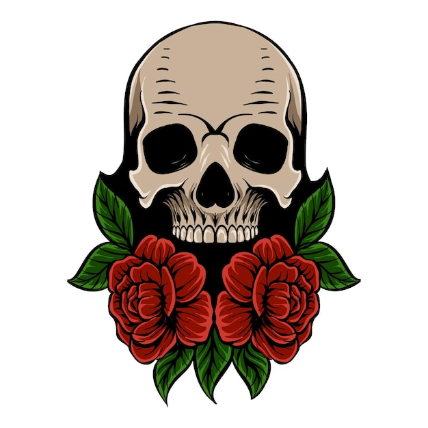 Vecteur t shirt design crâne avec illustration vectorielle rose