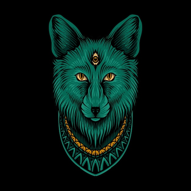 Vecteur t shirt design loup avec illustration de mandala