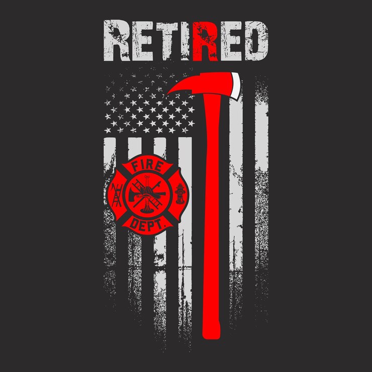 Vecteur t-shirt drôle de pompier à la retraite drapeau américain