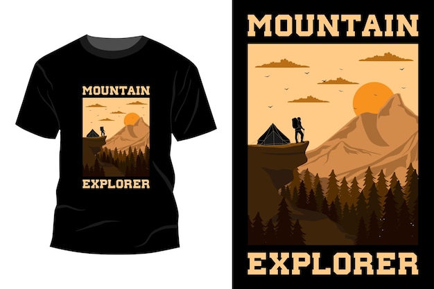 T-shirt Explorateur De Montagne Design Vintage Rétro