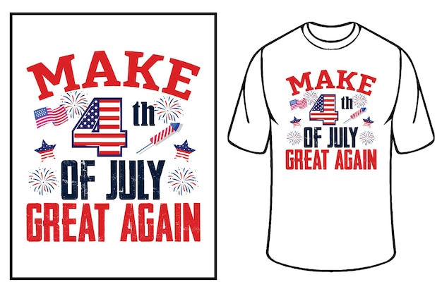 T-shirt Happy 4th Of July Pour Les Usa. Le Drapeau Américain, L'indépendance, La Chemise Cadeau.