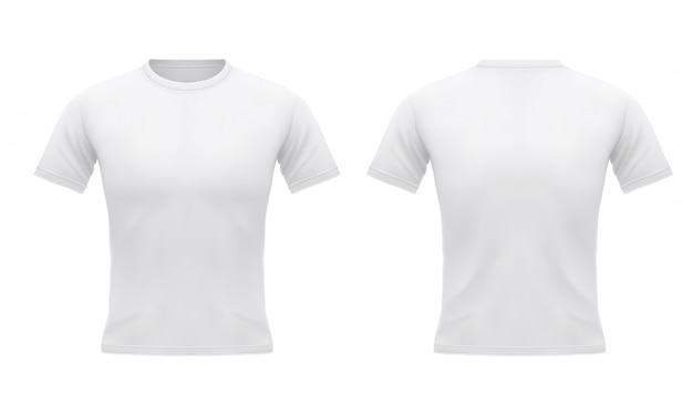 T-shirt Homme Blanc à Manches Courtes Devant Et Dos. Vêtements De Sport