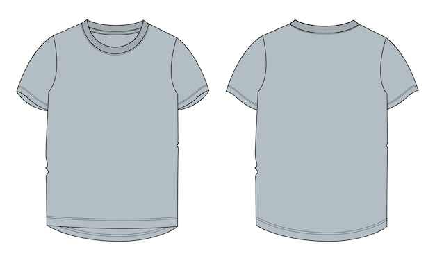 T-shirt à Manches Courtes Illustration Vectorielle De Mode Technique Gris Modèle De Couleur Pour Dames