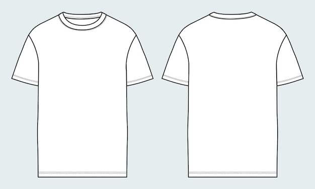 T-shirt à manches courtes Mode technique croquis plat Modèle d'illustration vectorielle