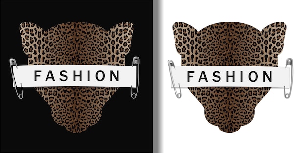 T-shirt à la mode avec silhouette et motif de tête de léopard
