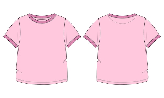 T-shirt Mode Technique Modèle D'illustration Vectorielle De Croquis Plat Pour Les Enfants