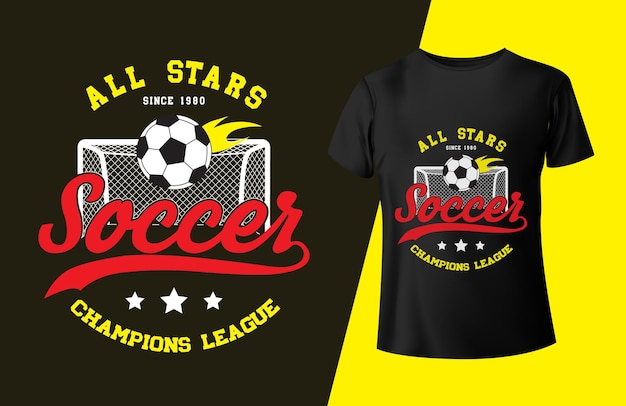 Vecteur t-shirt avec les mots all stars soccer dessus