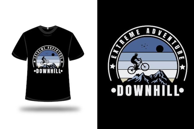 T-shirt Mountain Extreme Adventure Downhill Couleur Bleu Et Crème