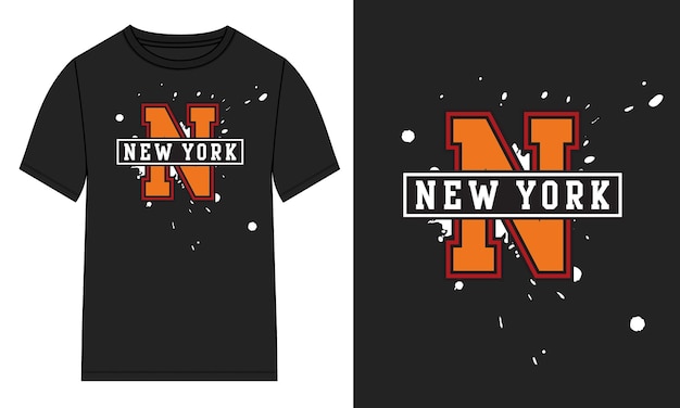 T-shirt New York City Typography Motif Imprimé Sur La Poitrine Prêt à Imprimer