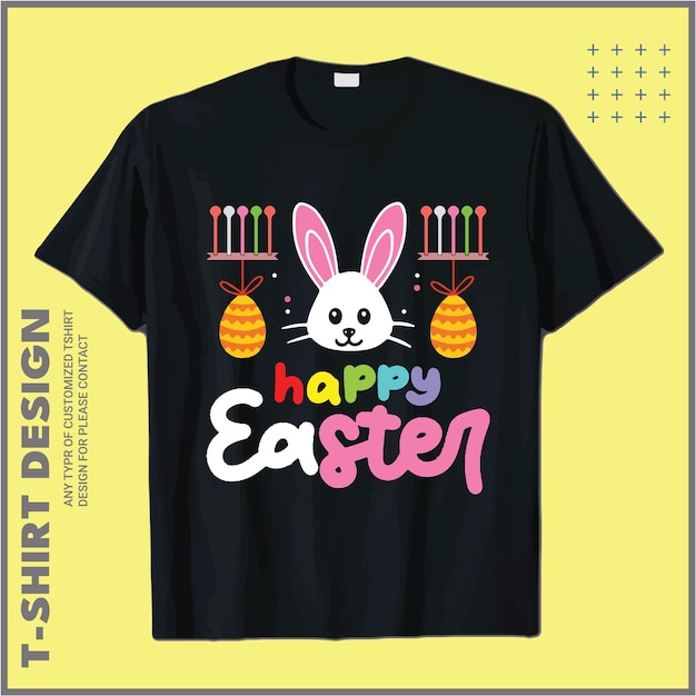 Vecteur un t - shirt noir avec un lapin et une bougie dessus