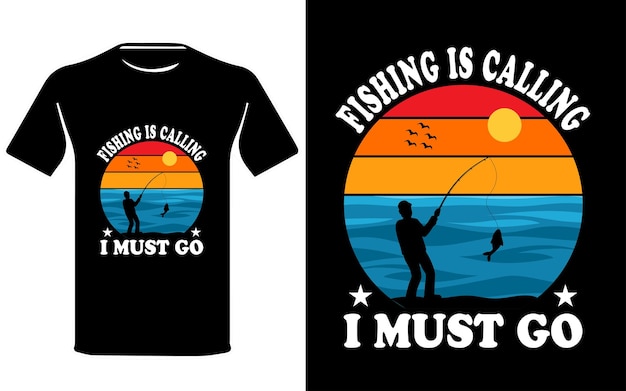 Vecteur le t-shirt de pêche est conçu par vector