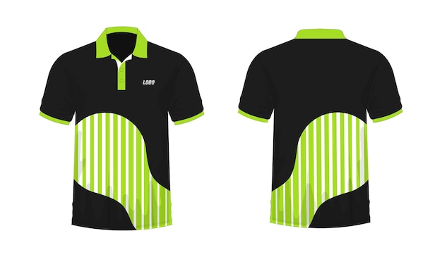 T-shirt Polo Modèle Vert Et Noir Pour La Conception Sur Fond Blanc. Illustration Vectorielle Eps 10.