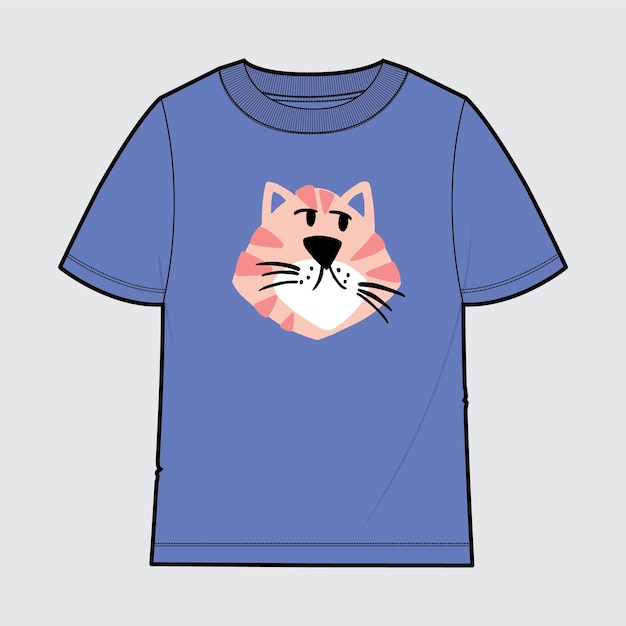 T-shirt Pour Enfants Avec Imprimé De Poitrine Dessin Animé De Chat Illustration Vectorielle