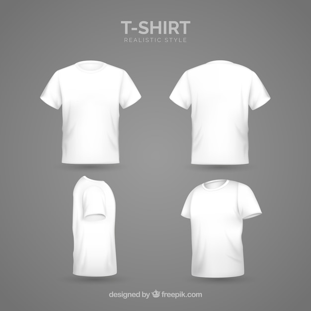 Vecteur t-shirt pour hommes dans différentes vues avec un style réaliste