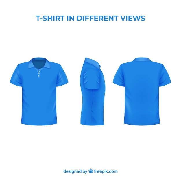 Vecteur t-shirt pour hommes dans différentes vues avec un style réaliste