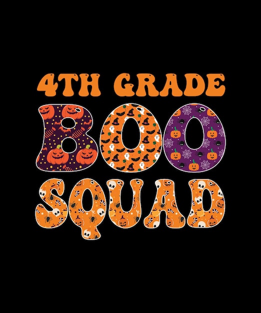 T-shirt De Professeur D'halloween Boo Squad De 4e Année