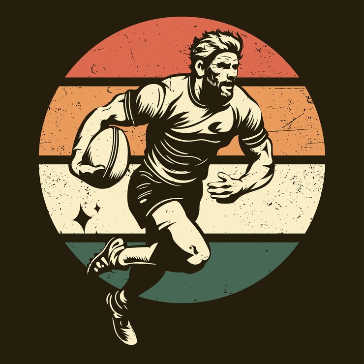 Vecteur t-shirt rétro du joueur de rugby