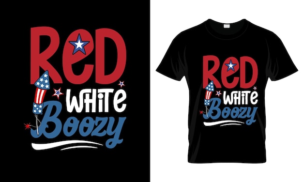 T-shirt rouge et coloré du 4 juillet