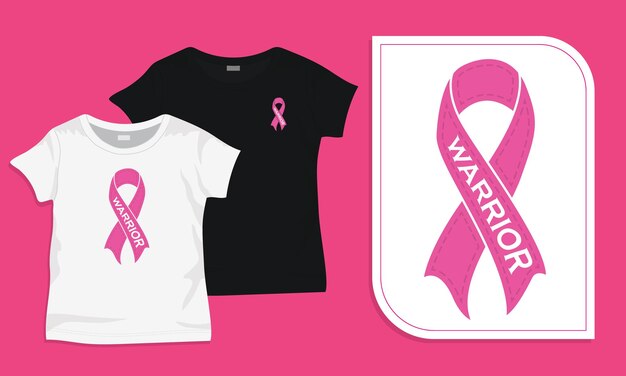 Vecteur t-shirt de sensibilisation au cancer du sein avec typographie warrior