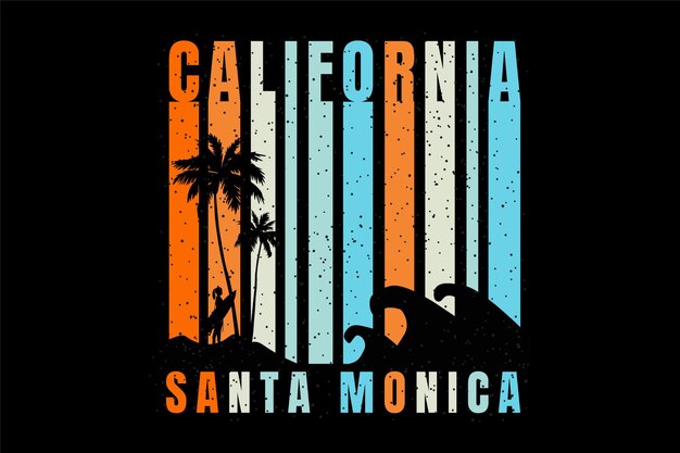 Vecteur t-shirt silhouette beach california à santa monica