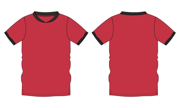 Vecteur t-shirt technique croquis plat illustration vectorielle modèle de couleur rouge