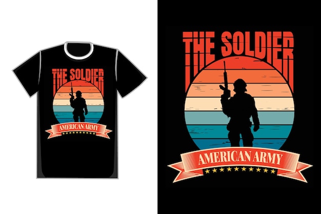 Vecteur t-shirt typographie silhouette armée style rétro américain vintage