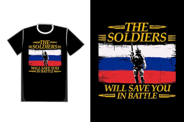 T-shirt Typographie Soldats Silhouette Style Vintage