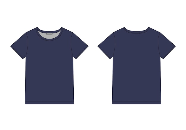 T-shirt Unisexe De Croquis Technique Aux Couleurs Bleues. Illustration Vectorielle De T-shirt. Modèle De Conception De Sous-vêtements.