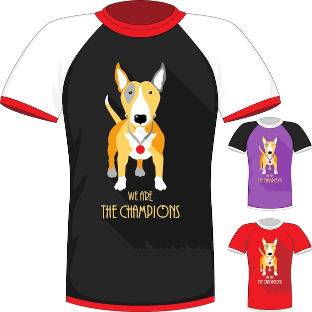 Vecteur t-shirt de vecteur avec champion de chien bull terrier