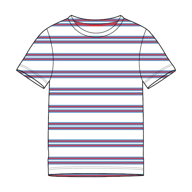 Vecteur t-shirt vectoriel à manches courtes avec modèle d'illustration vectorielle de bande partout