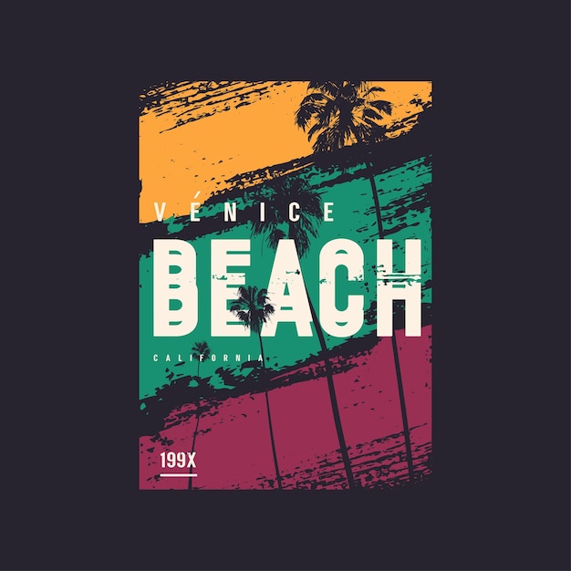 Vecteur t-shirt vectoriel de la plage de venise en californie imprimé sur affiche