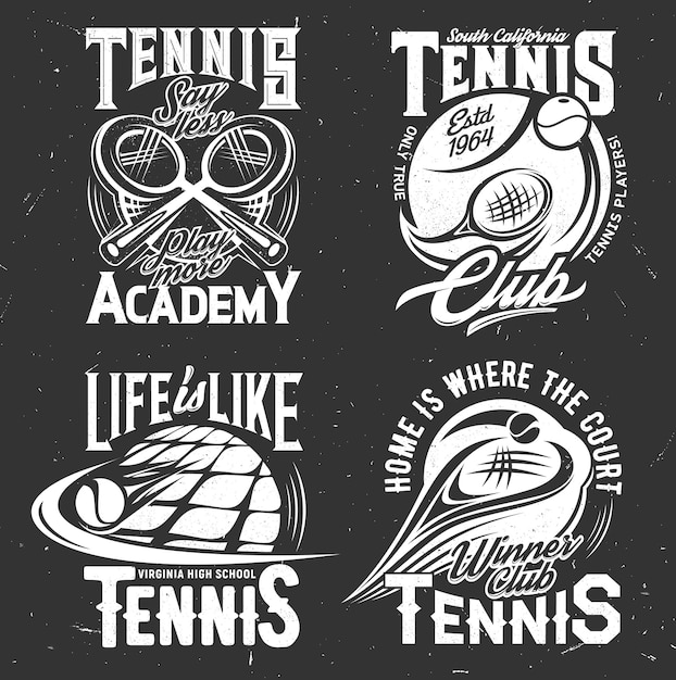 Vecteur le t-shirt vectoriel de sport de tennis imprime des raquettes ou des balles