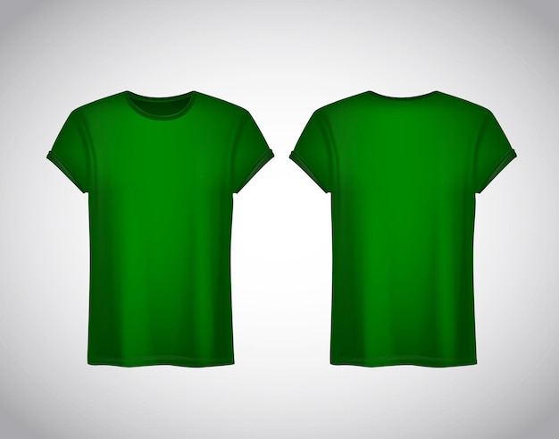 T-shirt vert pour hommes Maquette réaliste T-shirt à manches courtes sur fond