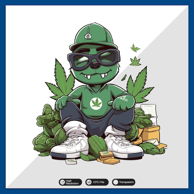 Vecteur des t-shirts colorés avec des personnages de cannabis