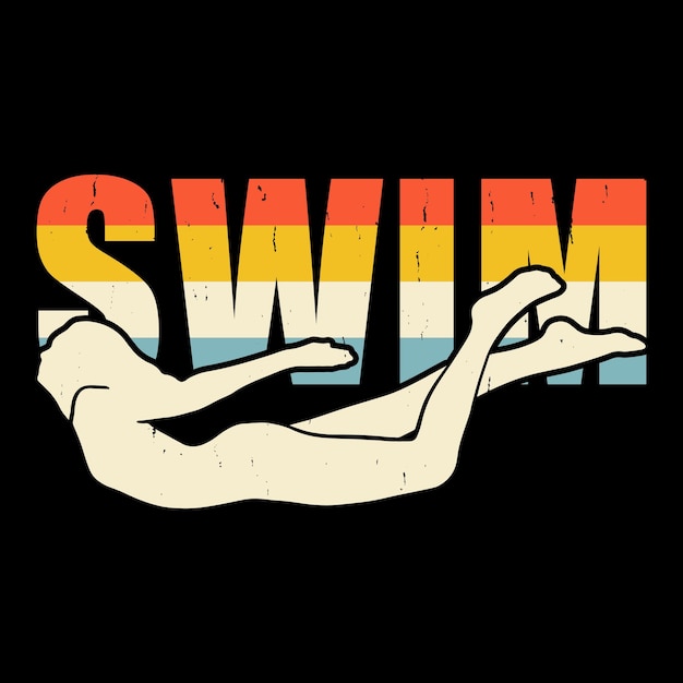 Vecteur des t-shirts de natation rétro et vintage amusants